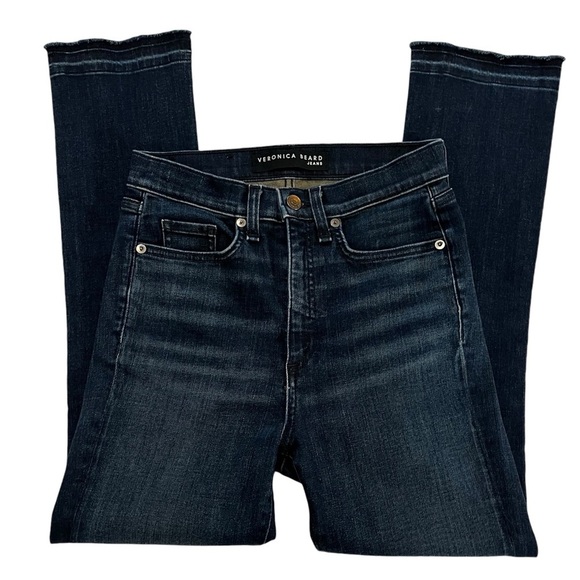 Veronica Beard Carly Kick-Flare Jean High Rise Raw Hem Ankle 25 cropped - Picture 4 of 15